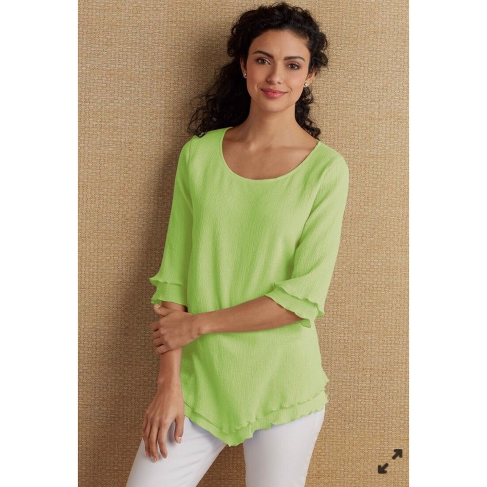 Soft Surroundings Siesta Key Top green cotton XL